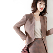 JOLIMENT gray Chandon jacket 2021 New slim body thin temperament one button small suit suit set