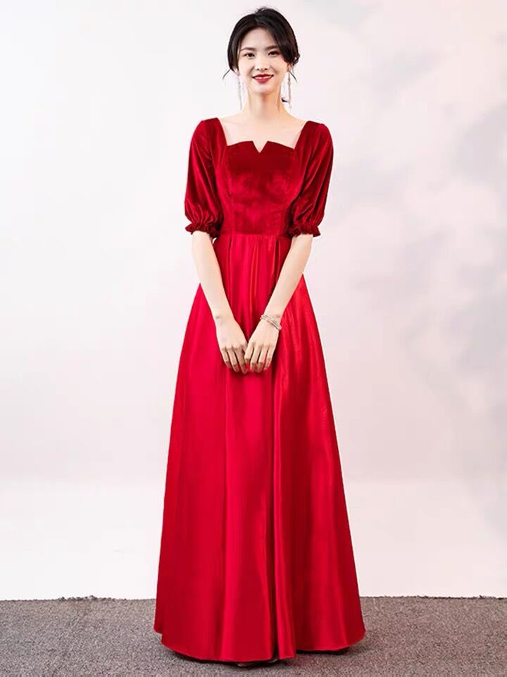  Tailor customized [Do not refund to change]+Red long oolong tea Da Hong Pao, puff sleeves   + $6.59 