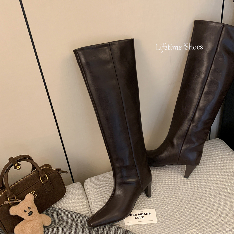 Lifetime Shoes 6cm High Smart Style ~ Pointed Toe French Kitten Heel Slightly Wide Tube Matte High Heel Long Boots Lifetime Shoes 6cm High Smart Style ~ Pointed Toe French Kitten Heel Slightly Wide Tube Matte High Heel Long Boots