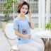 Áo sơ mi nữ trung niên mùa hè Chất liệu cotton và vải lanh ngắn tay Áo bà mẹ trung niên tải 40-50 tuổi áo rộng mùa hè rộng rãi - Phụ nữ cao cấp Phụ nữ cao cấp