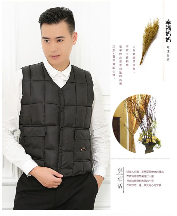 Mùa thu và mùa đông xuống áo vest nam nam trung và già cha vest vest không tay áo vest cotton mỏng và nhẹ lót comple tuổi 50