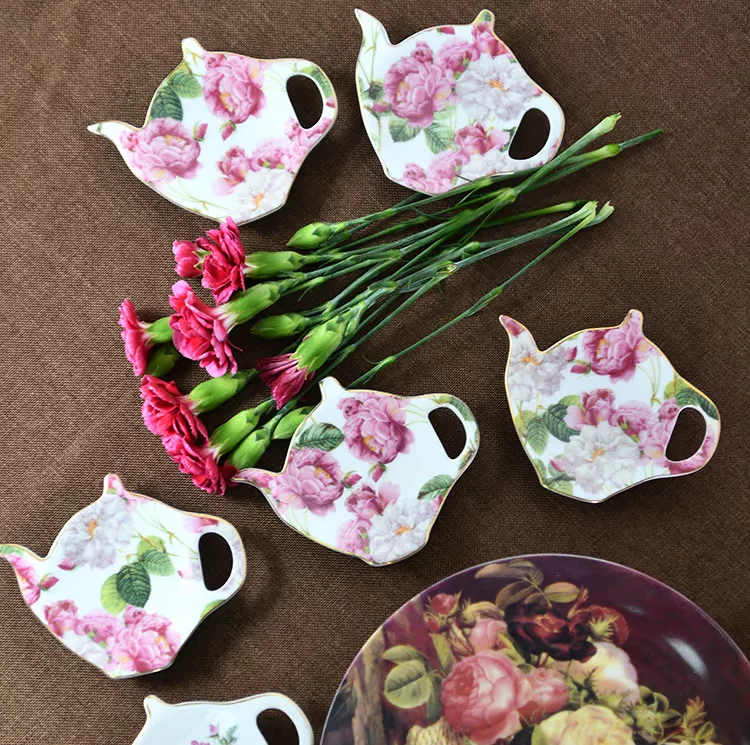 (Cross-border trading), ceramic retro teapot contains rose, tea bags, flowered