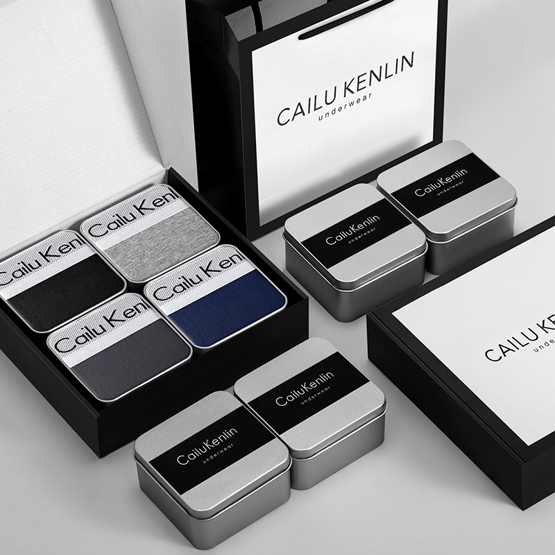 Cailukenlin Men's Underwear Pure Cotton Breathable Boxer Briefs Antibacterial Gift Box for Boys Boyfriend