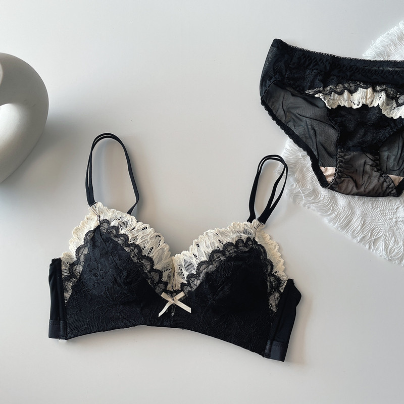 Day-series lingerie ladies small breasts gather lace thin and sexy no-mark, no-ring, no-steel-ring underwear suit