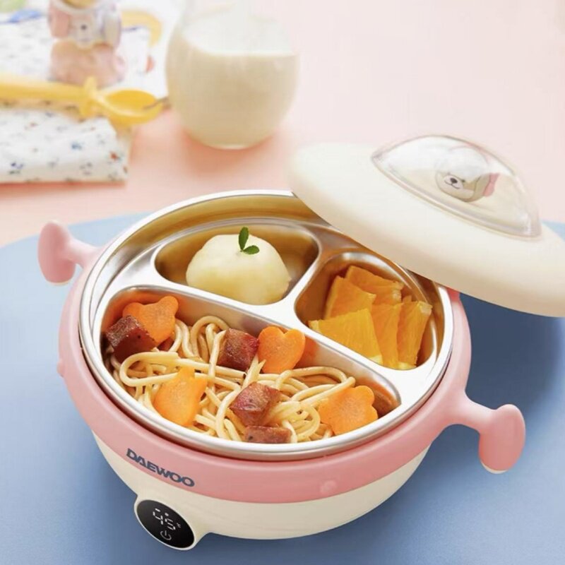 大宇婴儿辅食碗宝宝餐盘分格盘不锈钢免注水儿童保温碗充电恒温碗