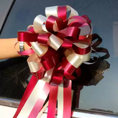 Hand-drawn flower strap ribbon handmade wedding car wedding room stair handrail celebration ribbon bow handrail flower back mirror