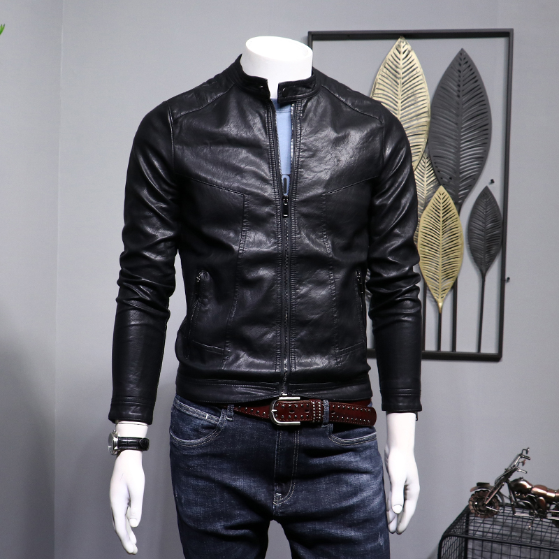 Tide Men's Locomotive Leather Clothes 2023 Spring and Summer New Han - style Style Leather Jacket Cover