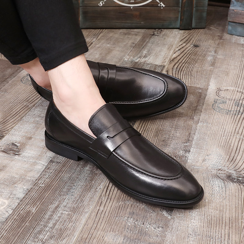 European station leather shoes men's 2021 spring and autumn British fashion men's shoes business casual shoes pointed leather shoes men