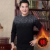 Trung niên cộng với áo len nhung dày cha áo thun dài tay mùa đông nam cổ tròn cộng với áo len nhung Quần áo nam trung niên bộ thể thao nam mùa đông Hàng dệt kim