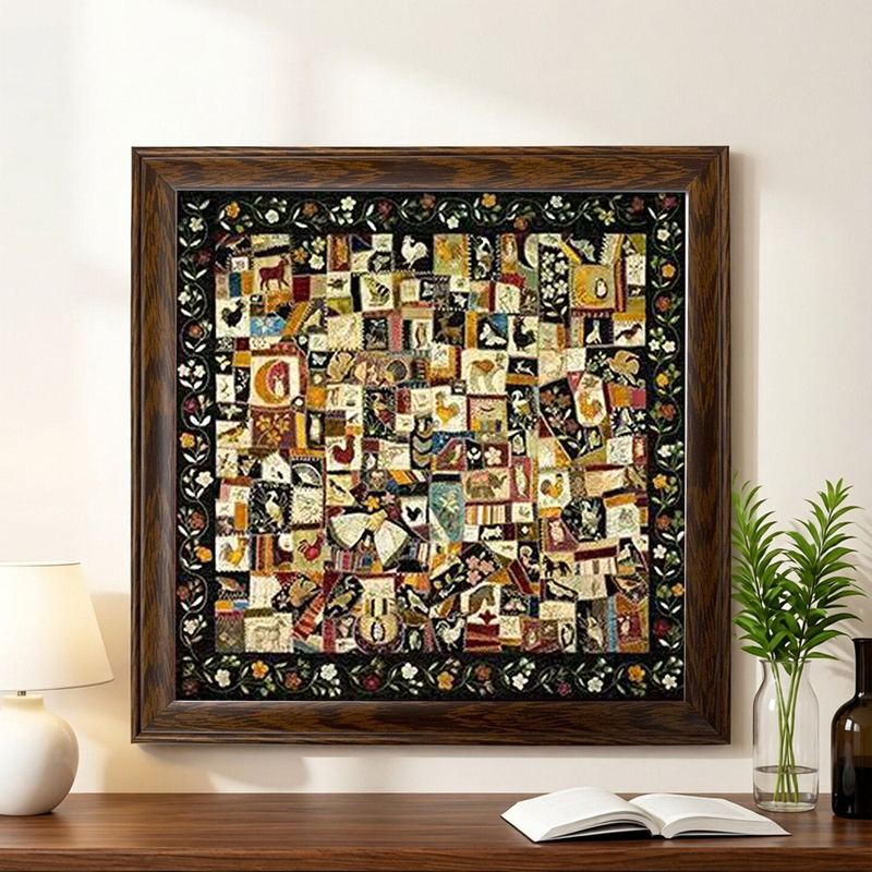 3Djp Puzzle Frame 756 Pieces 47.6*47.6 Square Patchwork Puzzle Photo Frame Solid Wood Aluminum Alloy Wall Hanging Picture Frame