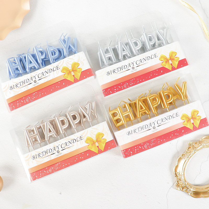 Cartoon Happy Birthday Creative Numbers Children Baby Letter Cake Candles Birthday Party Dress Up Tyrant Gold