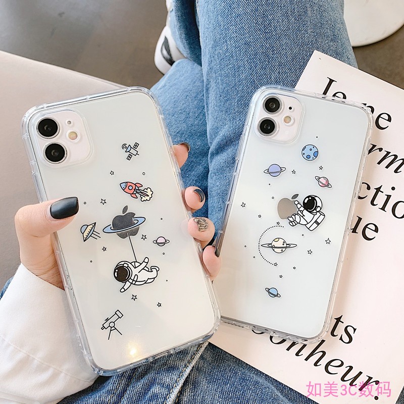 Planet astronauts apply to Apple 12 mobile phone case 13 14 promax anti-fall iPhone 11 creative xs xr soft