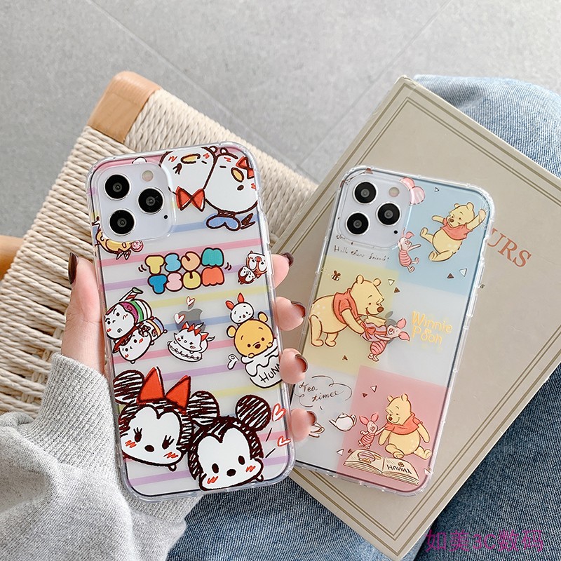 Cute Mickey Winnie the Pooh is suitable for iphone13 12 14Pro Max Apple 11 soft XS XR mobile phone case
