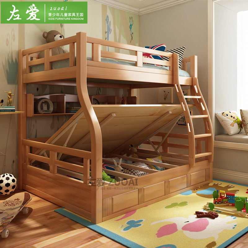 solid wood loft bed with storage
