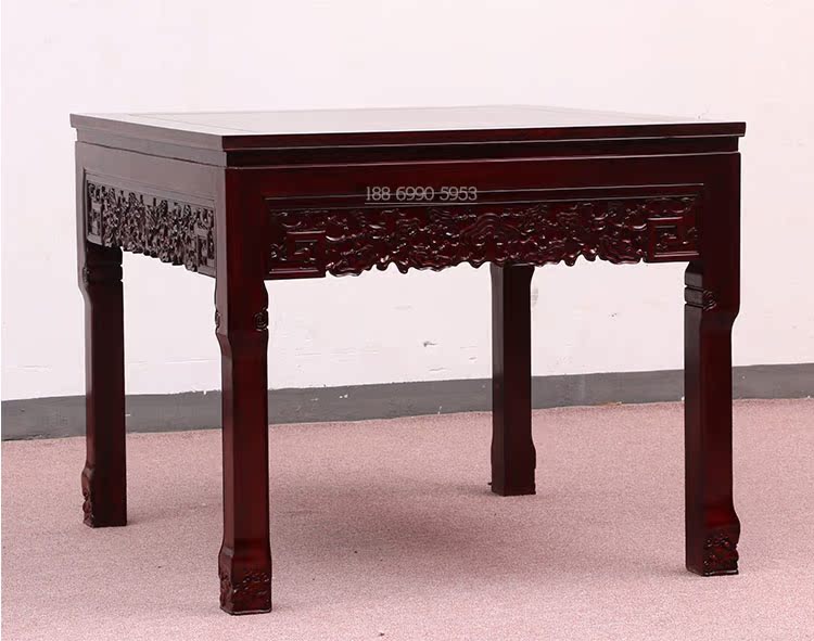 Dongyang gỗ gụ nội thất gỗ hồng mộc châu Phi Zhongtang bộ sáu mảnh Hội trường tám cổ tích trường hợp bàn gỗ vững chắc cho bàn - Bàn / Bàn bàn gỗ nguyên khối