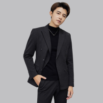 Mens slim Korean youth suit mens suit casual trend handsome professional business formal double-breasted suit