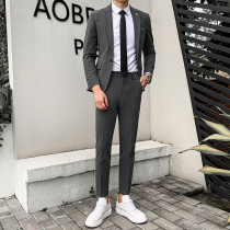 Spring and summer suit suit suit men Korean version of slim trend handsome casual business formal suit small suit British two-piece set