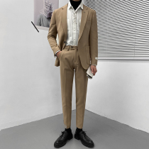 Spring and summer casual suit suit suit men Korean version of business dress groom trend British slim suit male handsome