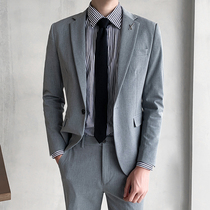 Mens suit jacket Korean version casual trend 100 lap blouses youth sashimi business right fit small suit Inn wind
