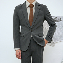 Fall Korean version plaid single western suit jacket mens body trends 100 hitch-handsome business casual little suit jacket man