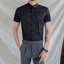 Summer short sleeve shirt men Korean version of slim trend dress solid color inch clothes youth business Joker thin shirt men