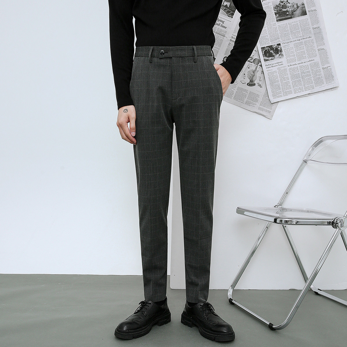 2021 New Panties Men and Korean Edition of Small Foot with Enron Leisure Pants Business Costume Suite pants