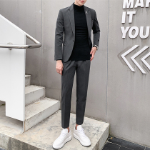 Youth Korean suit suit suit mens self-cultivation business leisure professional British trend handsome gray suit man