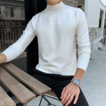 Semi-high neck sweater mens new spring and autumn Korean tide sweater personality trend pullover coat base shirt men
