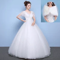 Одиночные свадебные платья плюс шаль с волосами осенью и зимой согревайте