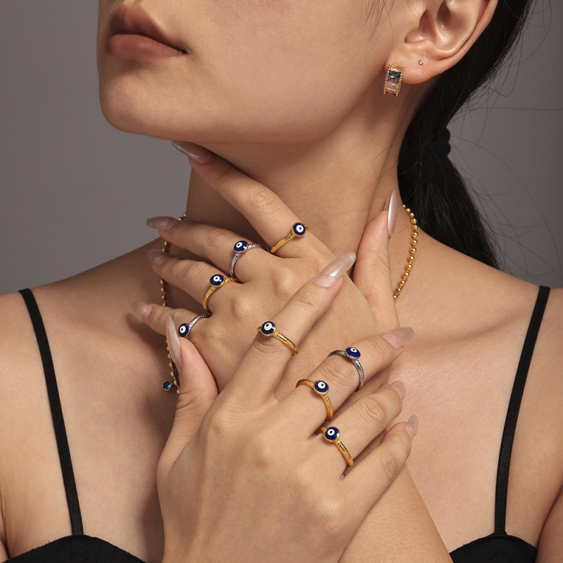 European and American New Style Personalized Evil Blue Eye Ring Cross-Border Retro Fashion Devil's Eye Ring Non-Fading for Women European and American New Style Personalized Evil Blue Eye Ring Cross-Border Retro Fashion Devil's Eye Ring Non-Fading for Women