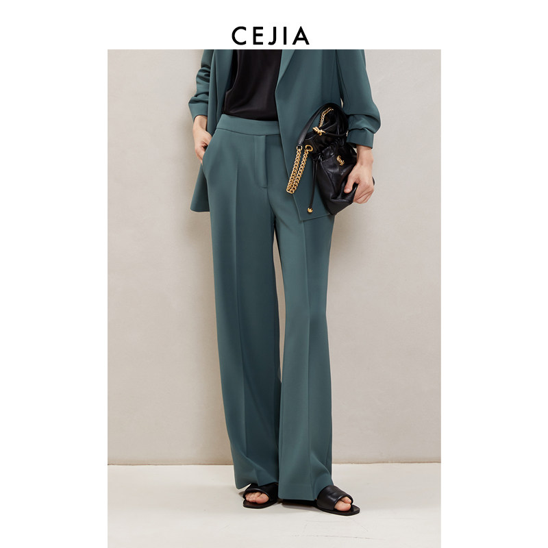 CEJIA INK GREEN JAPAN IMPORT ELASTIC HIGH WAIST STRAIGHT CYLINDER WESTERN PANTS WOMAN WIDE LEG LONG PANTS 2022 SPRING SUMMER NEW PRODUCT