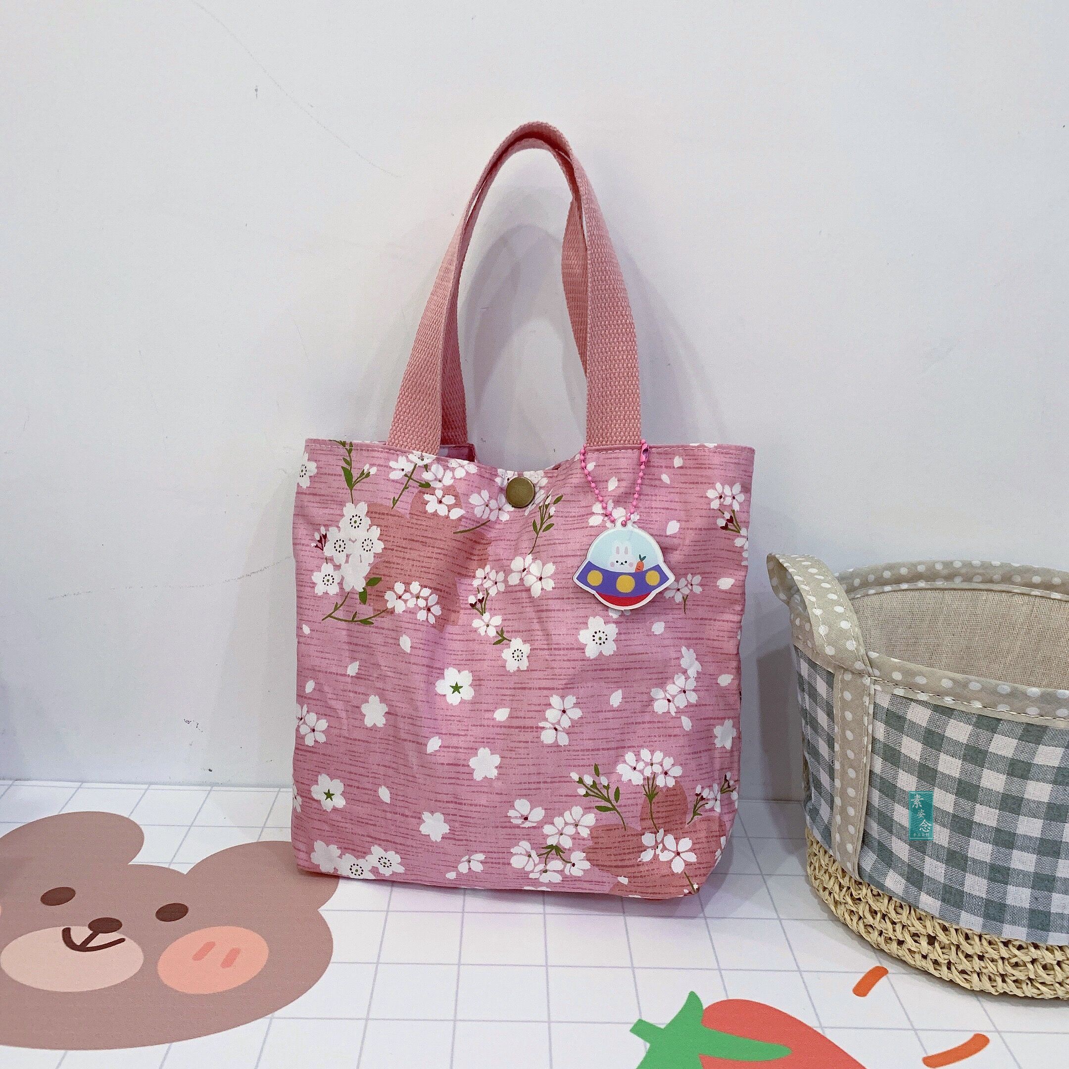 Cherry Blossom In Hand2020 new pattern tide mobile phone Bag lovely tearful Wrist bag portable Canvas bag take a walk Japan and Korea Cartoon coin purse