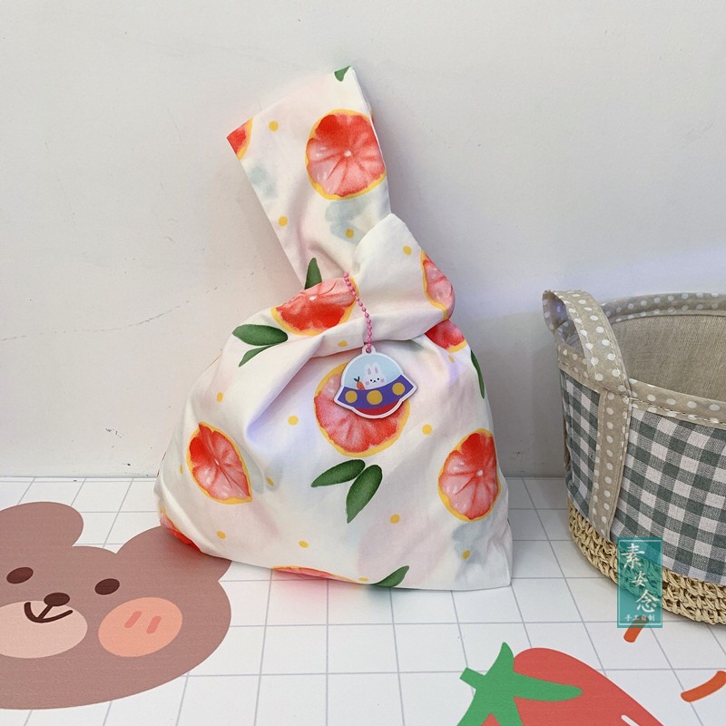 Pink Grapefruit2020 new pattern tide mobile phone Bag lovely tearful Wrist bag portable Canvas bag take a walk Japan and Korea Cartoon coin purse