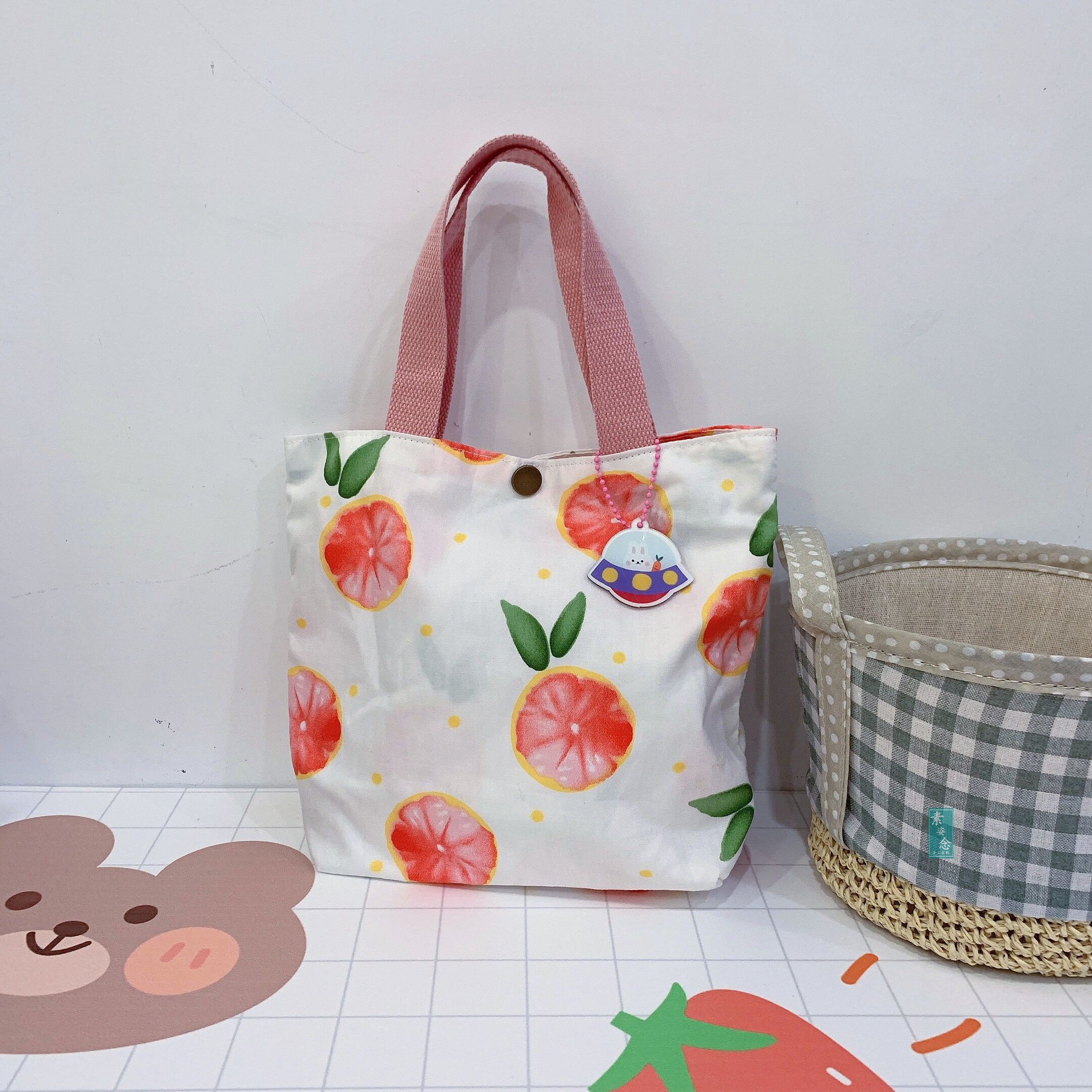 Portable Grapefruit2020 new pattern tide mobile phone Bag lovely tearful Wrist bag portable Canvas bag take a walk Japan and Korea Cartoon coin purse