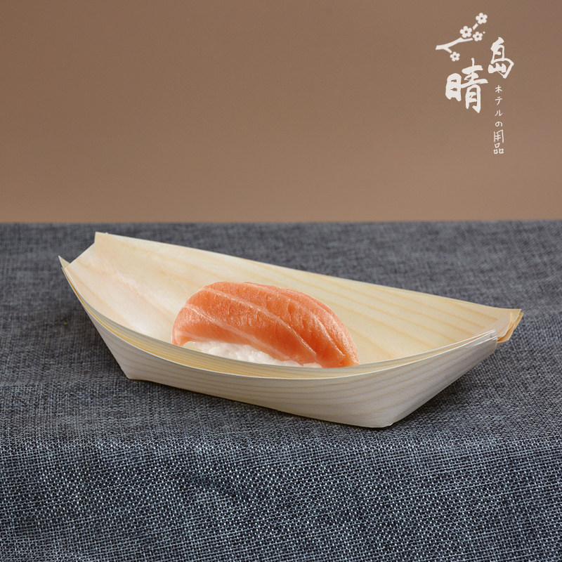 Cold dish decoration octopus small balls packaging box disposable wooden boat Japanese-style plate packing box water letter Xuan cake