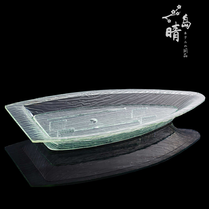 Seafood plate sashimi platter acrylic plate dry ice creative tableware commercial tray salmon sashimi plate sushi boat