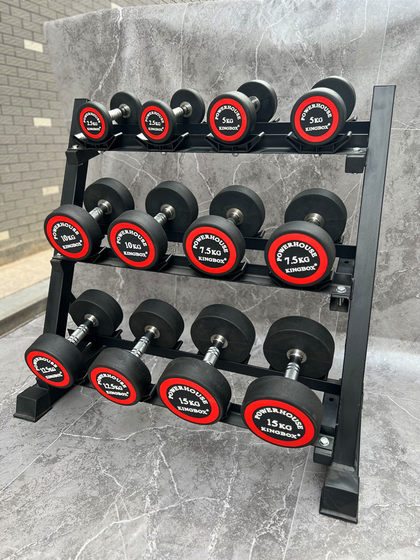 Red Label Round Head Fixed Dumbbell Rubber-Coated Iron Solid Dumbbell Cast Iron Gym Studio Home Fitness Equipment