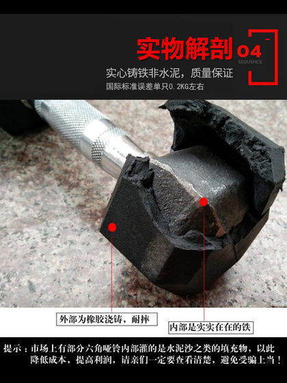 Rubber-Coated Dumbbells, Hexagonal Dumbbells, Commercial Gym Dumbbells, Iron-Coated Dumbbells 10kg 20kg Fixed Dumbbells with Rubber Coating
