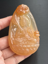 Yunnan Huanglong Jade Boutique Ice Seed Guanyin Pendant Manjushri Bodhisattva Mens Pendant