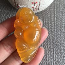 Natural jade Yunnan Huanglong Jade Ice yellow material pendant Maitreya Buddha pendant Standing Buddha Xiaoyao Buddha