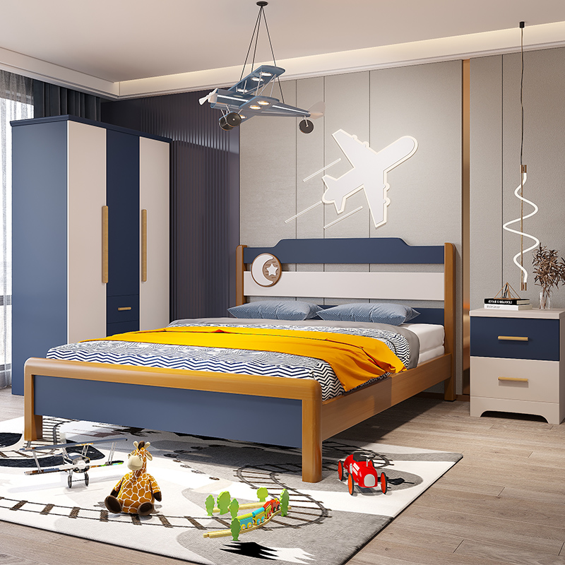 Solid Wood Nordic Children's Bed Boy Single Beds 1 5 Boys Bed 1 8 m Modern Minimalist Prince Bed Woman