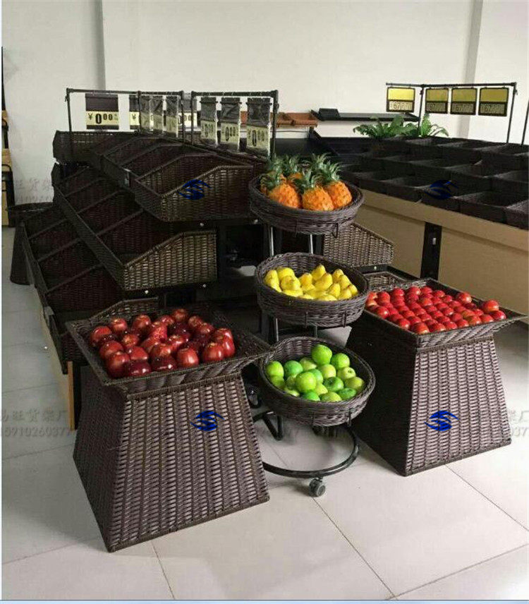 Supermarket Fruit Shelving Vegetable Show Rack Fruits Vegetable Heaps Basket Head Basket Moving 3 Floors Vines Shelf Fruit Racks-Taobao