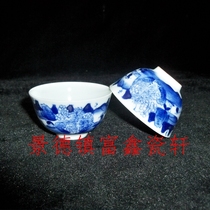 Jingdezhen Cultural Revolution Factory porcelain blue and white hand-painted Kung Fu tea cup tea cup tea cup wine glass old fidelity package