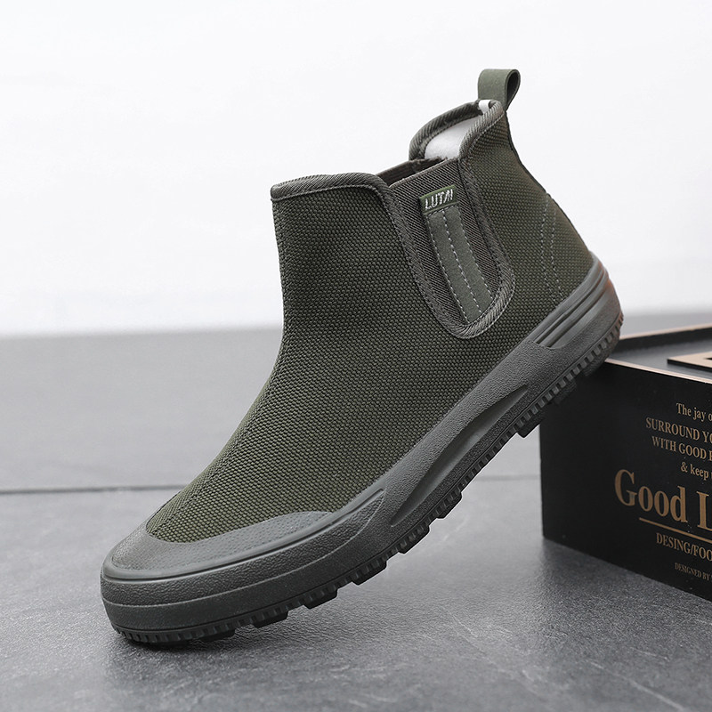 Men's high-top work shoes spring and autumn canvas shoes construction site work labor shoes camouflage army training non-slip wear-resistant female labor insurance