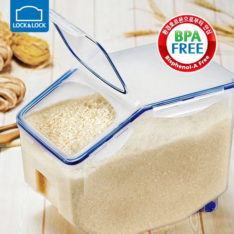 Music buckle Lok buckle rice barrel storage rice tank 20 kilograms of rice cylinder large capacity plastic grain barrel 5kg sealed household storage barrel