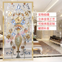 Art glass partition screen decoration living room entrance cabinet TV background wall carved frosted European vase