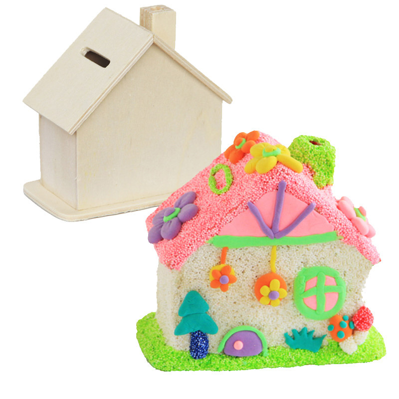 Children's diy Snow Flower Mud Mud Made Cost Saving Can Creative white - wood House Color Clay Painting
