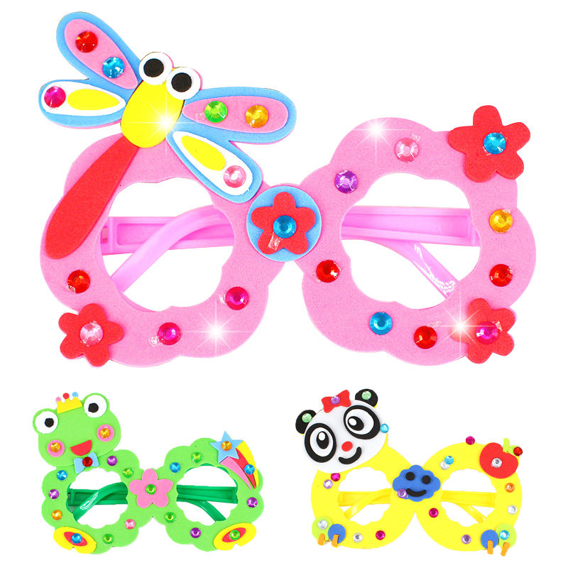 Children's handmade EVA paste and paste diamond glasses Kindergarten parent-child activities three-dimensional stickers production material package