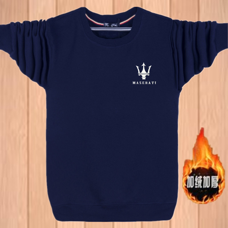 Áo len len mùa đông trung niên cotton cộng với phân bón XL ấm áp cho nam cộng với áo len dày nhung áo thun đáy áo hoodie rộng