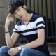 Mùa hè nam ngắn tay áo thun cổ chữ V tuổi teen Mùa hè phong cách Hàn Quốc đẹp trai áo sơ mi nam nửa áo thun áo thun nam tay ngắn có cổ